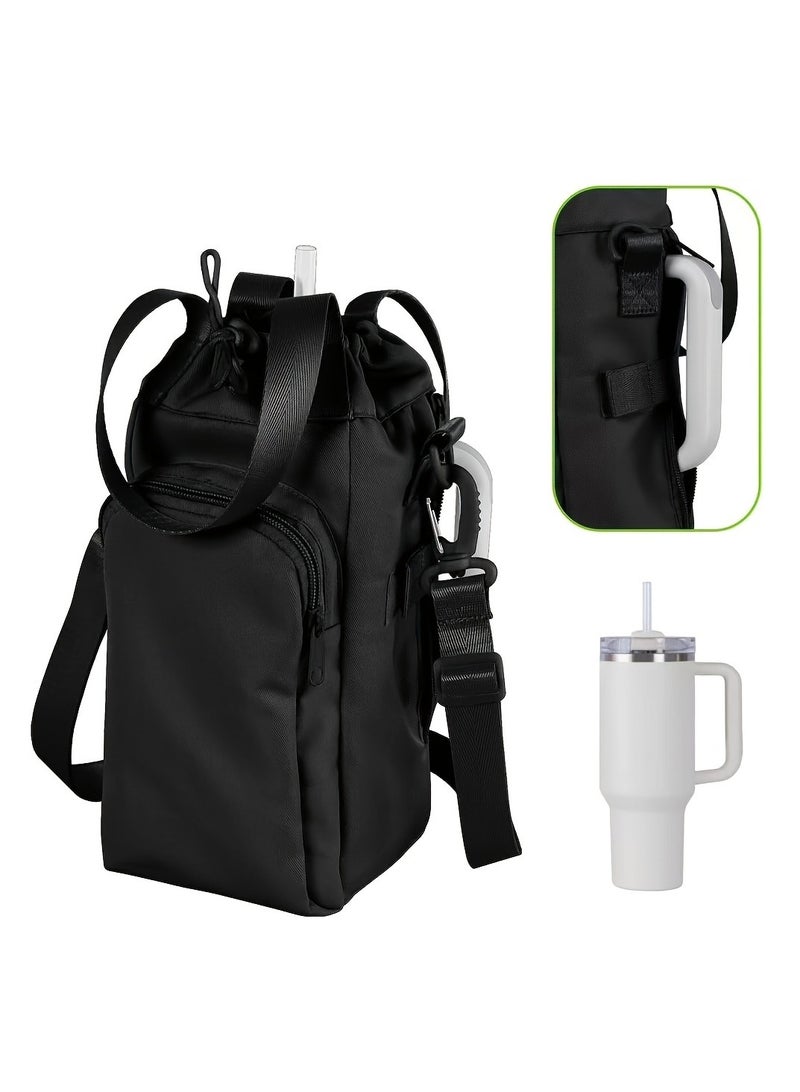 Durable  Waterproof Tumbler Carrier Bag with Phone Pocket and Adjustable Crossbody Strap - Perfect for Hands-Free Travel  Outdoor Sports, Fits stanley 40/30oz Bottles, stanley cup accessories - Image 1